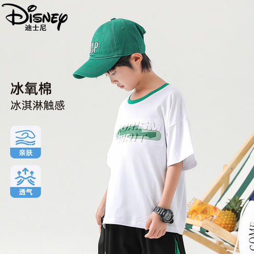 迪士尼儿童短袖T恤男童半袖夏季2025新款夏装男大童运动上衣体恤 商品图3
