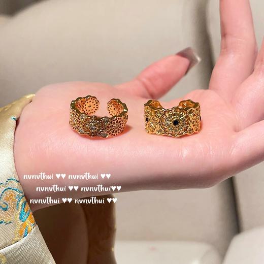 雀说 意大利复古拉丝风雨桥锆石戒指 Vintage 点钻花窗锆石戒指 商品图4