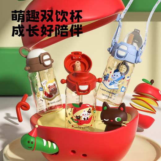 【儿童水杯丨双饮吨吨桶750ml&双饮随行杯510ml合集】加厚PPSU材质，入口更安心，直饮和吸管二合一，一盖两用卡扣密封不漏水，180°开合固定不砸鼻，好拆卸易清洗，可提可背 商品图11