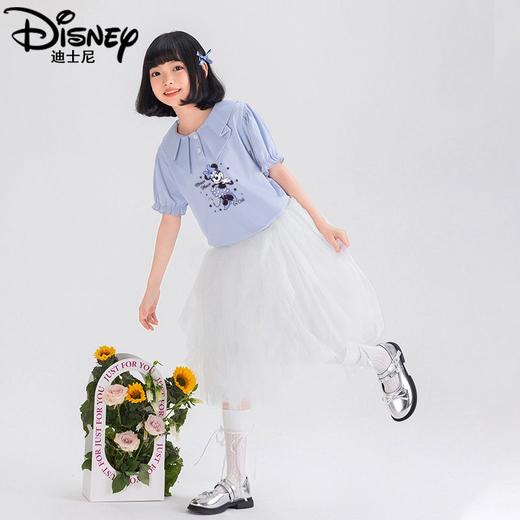 迪士尼女童泡泡袖上衣夏季儿童短袖T恤女大童打底衫薄款女孩夏装 商品图5
