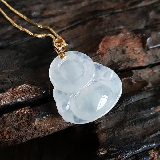 【天然正品】A货翡翠AU750黄金镶钻镶天然冰种佛公翡翠（平安、吉祥）吊坠项链吊坠：34.2*25.5*8.2MM / 项链：40CM女士现售价：4280！230325AH40 商品图6