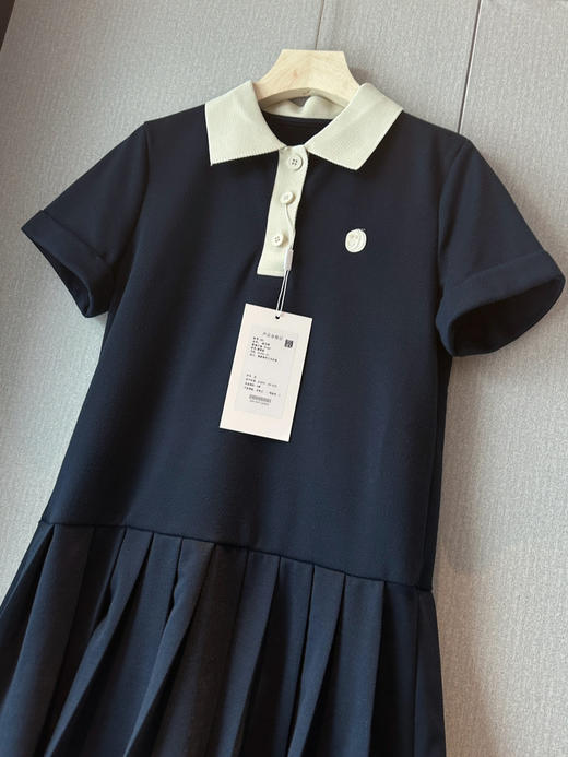 SEL*同款撞色Polo领压褶连衣裙 商品图6