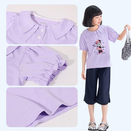迪士尼女童泡泡袖上衣夏季儿童短袖T恤女大童打底衫薄款女孩夏装 商品图7