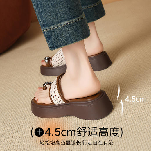 ZHR拖鞋女夏外穿2025新款超火百搭小个子厚底复古套趾凉拖鞋编织 商品图2