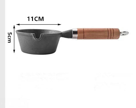 【厨房神器🔥】网红同款热油小锅！迷你铸铁锅，呛炝油香全靠它🍳尺寸随心选，爆香一秒入魂✨泼油铸铁迷你小铁锅 木柄平底锅呛炝油淋油小锅 生铁锅 商品图6