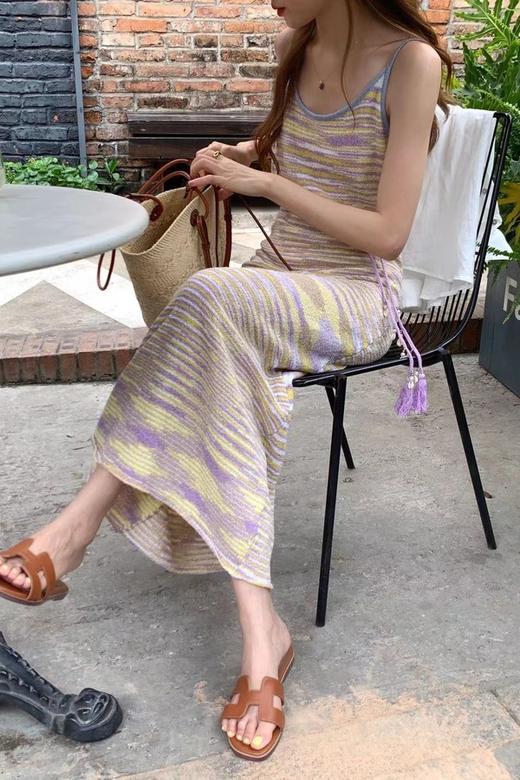 SIA SAYLOR 落日紫条纹针织吊带连衣裙 18472 商品图2