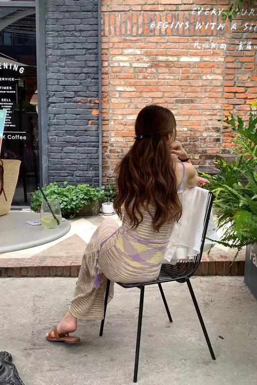 SIA SAYLOR 落日紫条纹针织吊带连衣裙 18472 商品图4