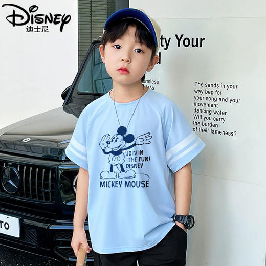 迪士尼男童短袖T恤夏季薄款2024新款儿童速干上衣男孩夏装洋气潮 商品图3