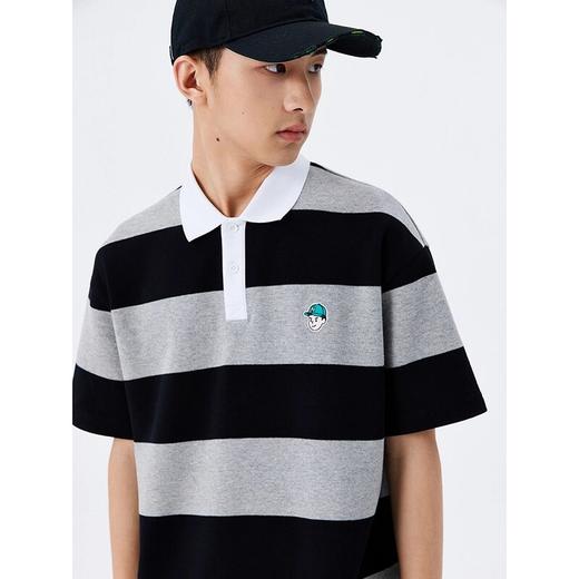 NPC潮牌男装双色条纹休闲翻领POLO短袖上衣宽松运动夏季NP33TE50 商品图3