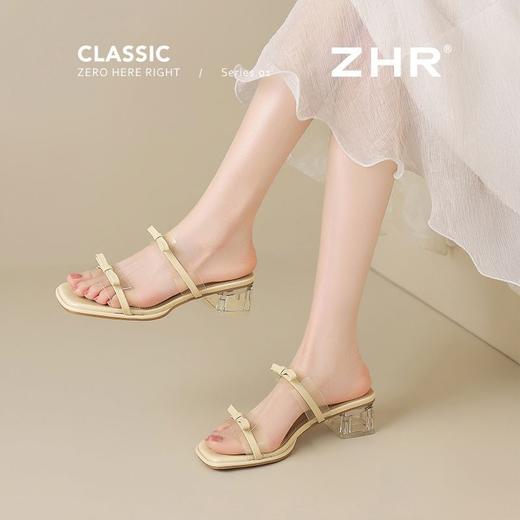 ZHR则则透气外出方根拖鞋透明女2025新款夏季蝴蝶结轻便凉鞋水晶 商品图7