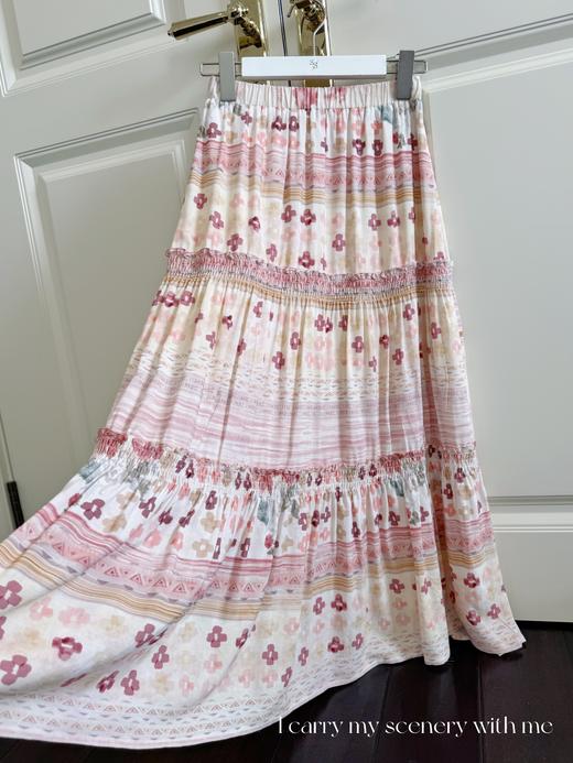 随身携带我的风景｜天然亚麻与再生纤维素高档舒适面料 打揽工艺设计 全腰松紧半身裙  花色 商品图4