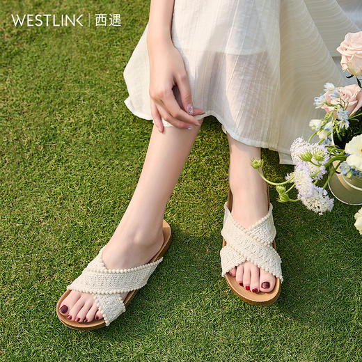 西遇厚底凉拖鞋女夏季外穿新款波西米亚复古勃肯软木一字拖鞋K1156753 商品图1