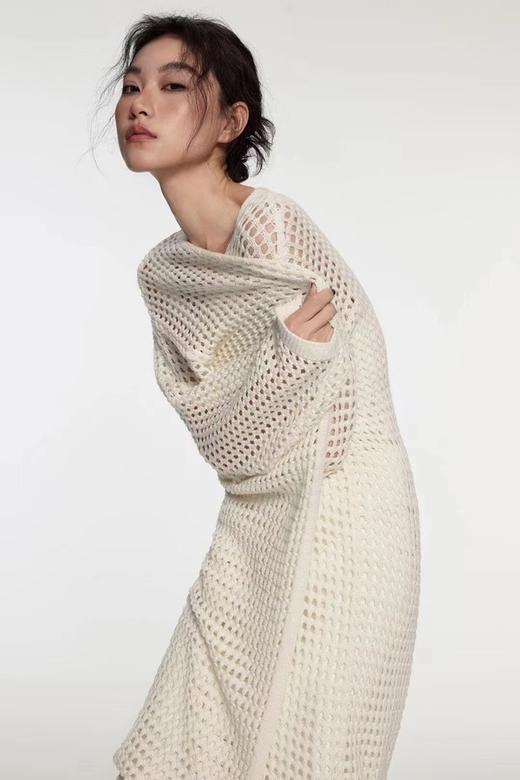 Kai & Kiera 米白色针织洞洞款长开衫外套 20061 商品图3