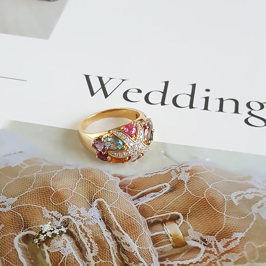 【天然正品】ENZO海洋系列AU750黄金镶钻镶共计约1.31克拉多宝戒指托帕石、水晶、石榴石、碧玺、海蓝宝石等12号（戒圈可改）女士现售价：5980！030525NJS23 商品图5