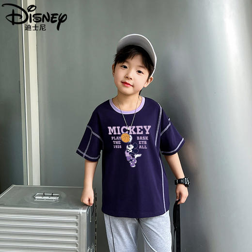 迪士尼男童短袖T恤夏装儿童上衣2024新款夏季男大童半袖男孩体恤 商品图3