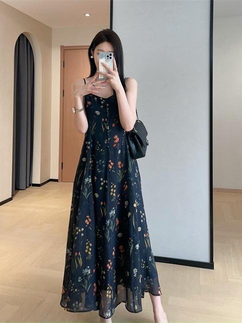 品牌花色花园天丝吊带裙显瘦小A字连衣裙 商品图7