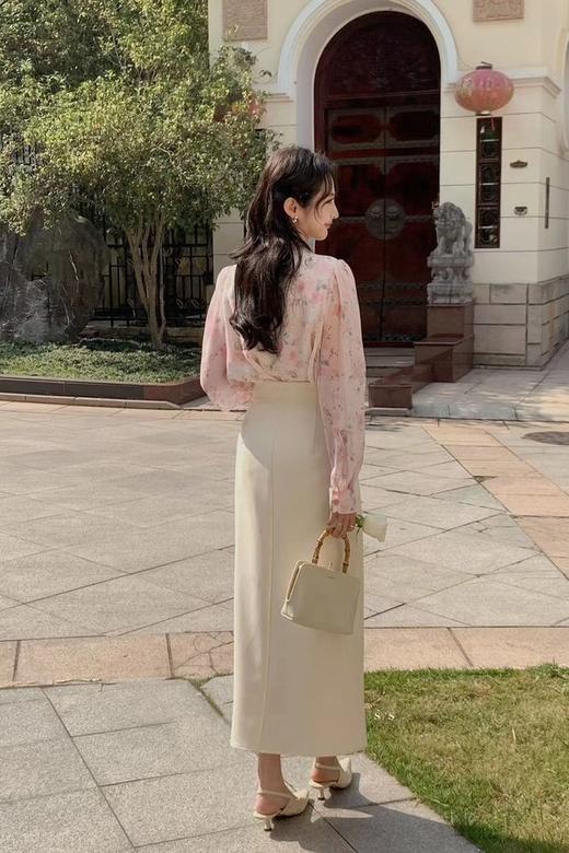 Le Malene 珍珠白立体玫瑰花高腰长款半裙 20015 商品图4