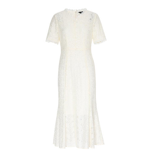 EITIE爱特爱花边V领镂空鱼尾裙法式蕾丝绣花连衣裙2025年夏季新款B2507682 商品图10