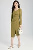 Le Malene 橄榄绿色方领长袖连衣裙 19935 商品缩略图2