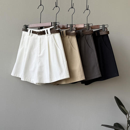 百媚生 【含腰带】休闲高腰阔腿短裤82325 商品图1