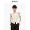 SELFWHO亚麻混纺米黄色针织背心马甲女2025夏新款宽松v领无袖马夹 商品缩略图0