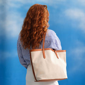 TUSTING 英国原产进口棉麻帆布拼植鞣牛皮COMO Tote科莫托特【该商品不支持用券】