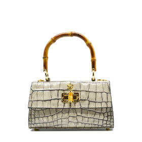 5055649503691  Pratesi   春夏热销单品 Bamboo高贵鳄鱼纹系列竹节包女包斜挎包新款 尺寸：200*70*110mm【已实拍图为准】