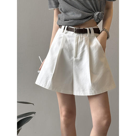 百媚生 【含腰带】休闲高腰阔腿短裤82325 商品图2