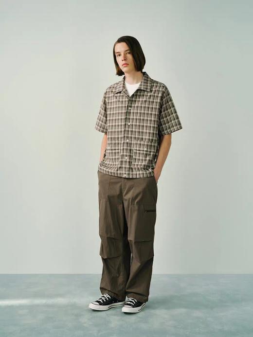 EviStub/E-5CCS230/进口色织格纹抗皱垂感复古日系古巴领短袖衬衫 商品图1