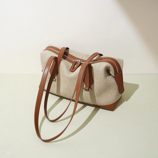 【预售3天】2025高级感轻复古手提腋下波士顿包大容量通勤单肩托特包MJ8535 商品图2