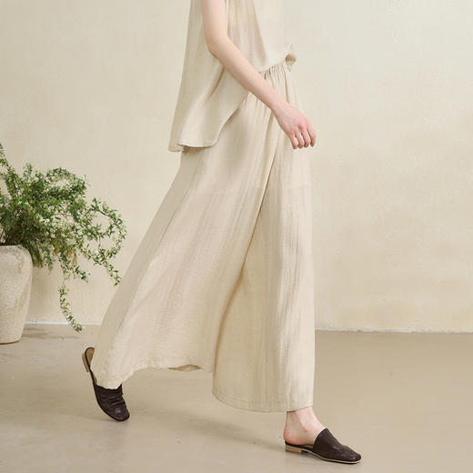 【限时秒杀】西遇无袖衬衫上衣套装女夏季新款休闲宽松阔腿裤裙裤两件套D0050788 商品图2