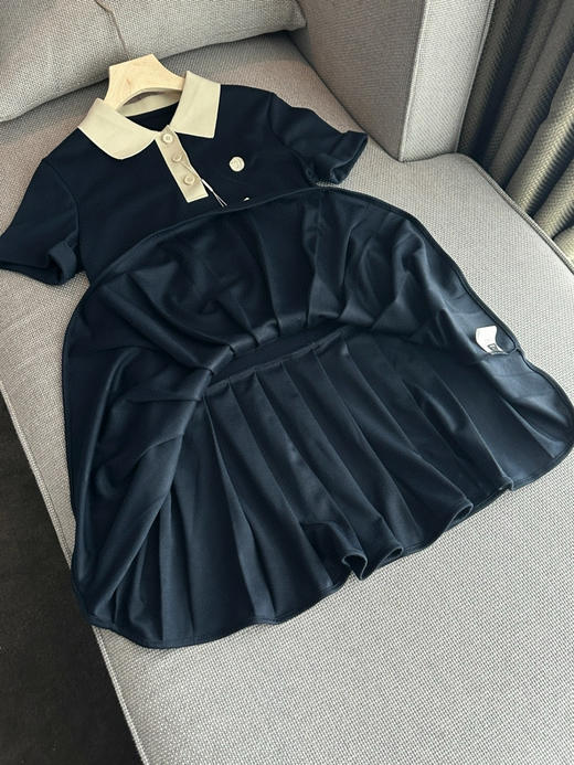 SEL*同款撞色Polo领压褶连衣裙 商品图13