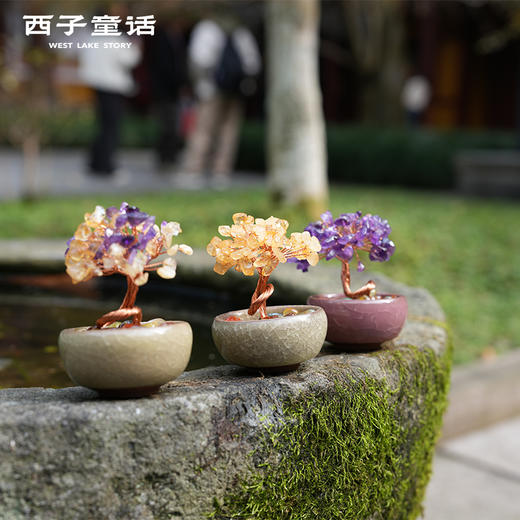 【灵隠景区直发】发财树摆件黄水晶风水玄关摆件招财桌面摆件办公室水晶摆件   3-5天发货 商品图5