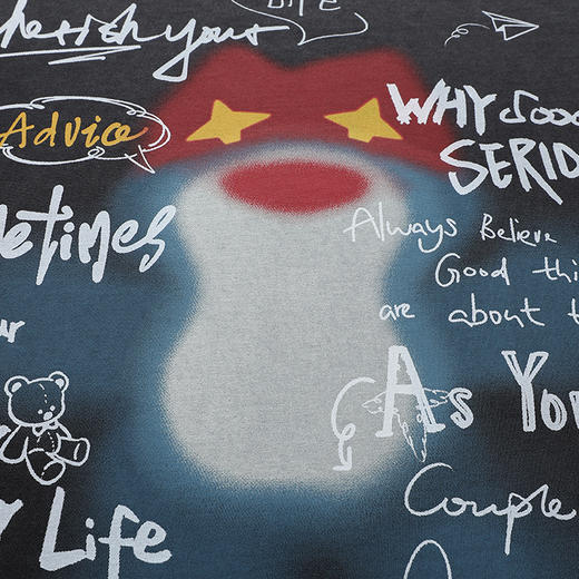 【门店限定款】不计后果美式复古涂鸦落肩T恤 商品图2