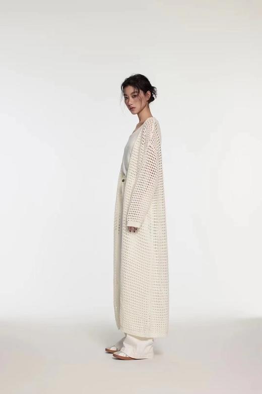 Kai & Kiera 米白色针织洞洞款长开衫外套 20061 商品图1