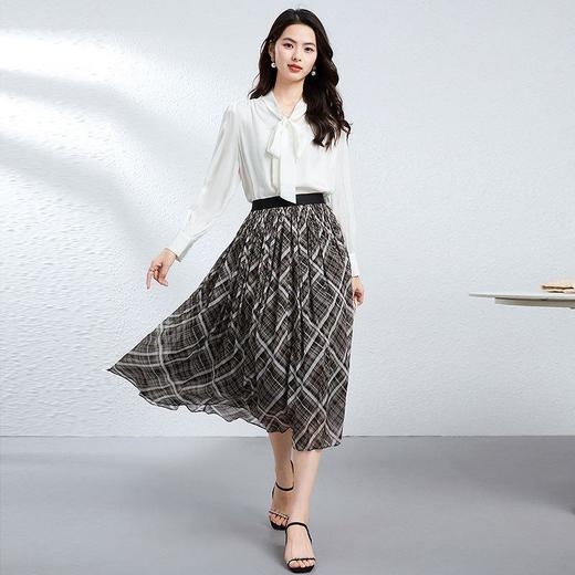 「高货kbnq」全新升级【铂金会员220/天猫299/差价79】(35609)洛诗琳气质格纹半身裙2025夏季新款时尚显瘦百褶半裙女 商品图0