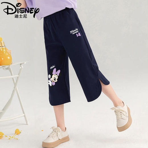 迪士尼女童七分裤夏季薄款冰丝儿童裤子2025新款女大童短裤外穿潮 商品图0