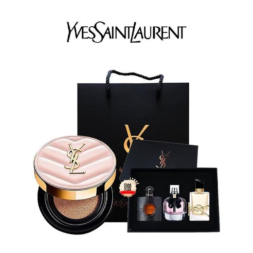 【赠香水小样三件套（7.5mlx3支）礼袋】YSL圣罗兰粉皮革气垫正装12g/黑皮革气垫正装14g一般贸易 商品图2