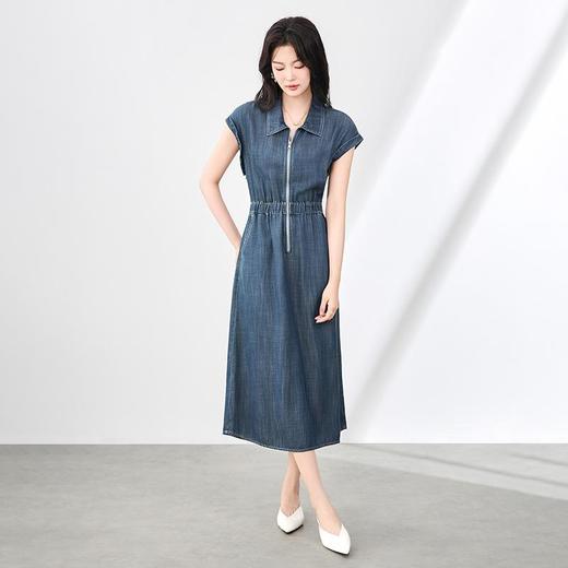 「高货wl」全新升级【铂金会员339/天猫459/差价120】(31604)洛诗琳气质莱赛尔牛仔连衣裙2025夏季通勤收腰显瘦长裙 商品图0