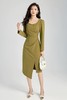 Le Malene 橄榄绿色方领长袖连衣裙 19935 商品缩略图4