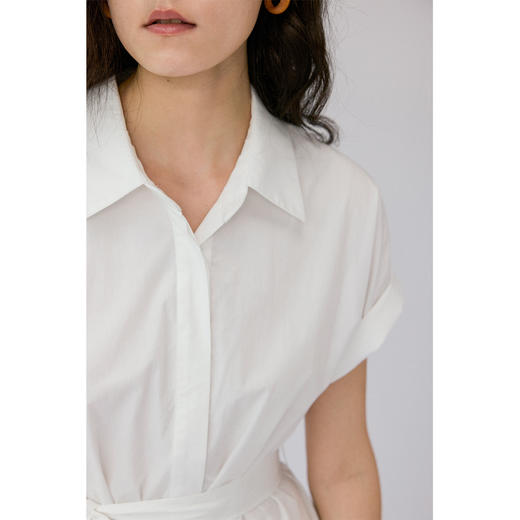 HeyDress法式白色衬衫裙女夏季宽松慵懒感连衣裙休闲气质收腰裙子 商品图2