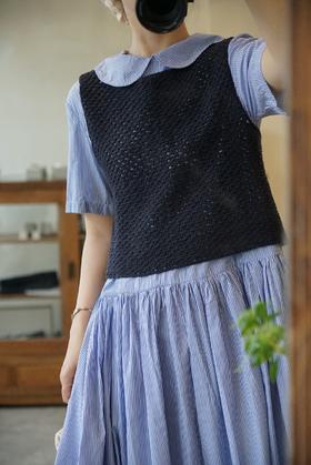 NITTO 手工钩编的粗花呢背心（纯色）