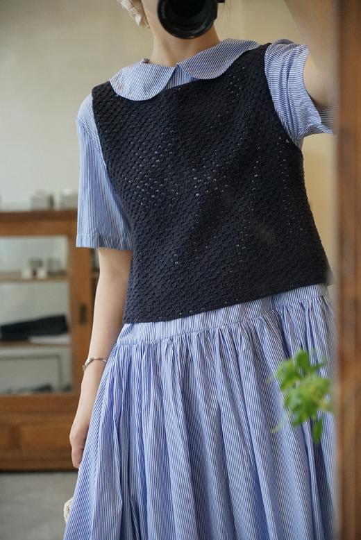 NITTO 手工钩编的粗花呢背心（纯色） 商品图0