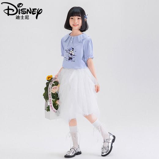 迪士尼女童泡泡袖上衣夏季儿童短袖T恤女大童打底衫薄款女孩夏装 商品图3