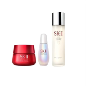 【香港直邮】SK-II 三件套大红瓶面霜滋润型/清爽型80G+小灯泡50ML+神仙水230ML 赠随机礼盒礼袋