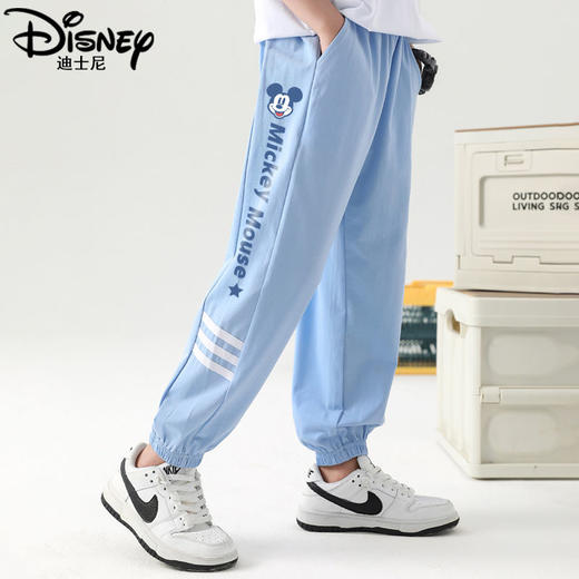 迪士尼男童运动裤夏季薄款2025新款男大童裤子洋气儿童防蚊裤夏装 商品图1
