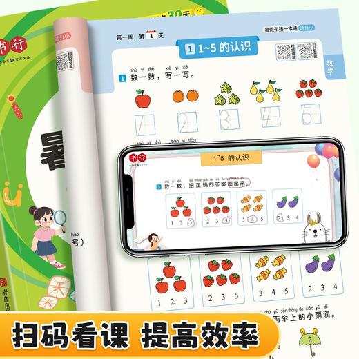 （会员）2025暑假衔接一本通+暑假练字（幼升小、一升二、二升三）语文数学英语30天打卡计划+作文练字帖 商品图7