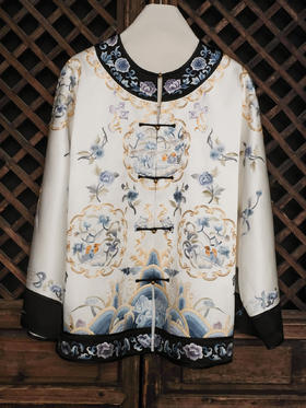 盛唐牡丹大师系列| 重工盘金团纹蔚鸳平针绣外套