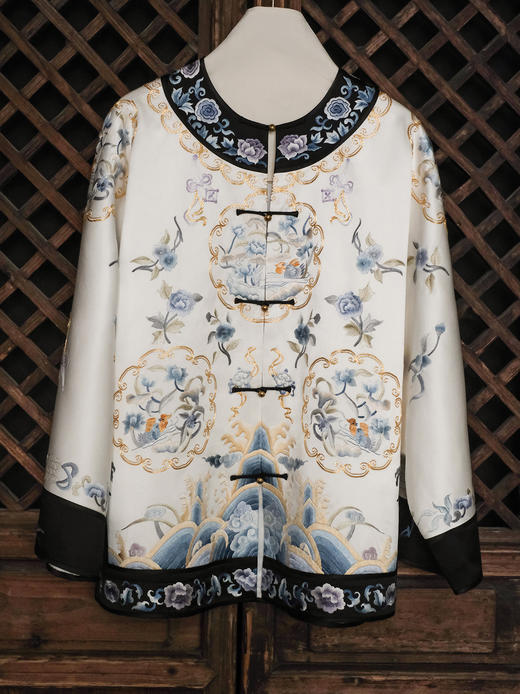 盛唐牡丹大师系列| 重工盘金团纹蔚鸳平针绣外套 商品图0