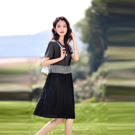 丁摩 撞色拼接休闲连衣裙BKWXN2563 商品图3